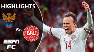 Inspired Denmark thrash Russia 41 to advance to the round of 16  Highlights  ESPN FC [upl. by Okire]