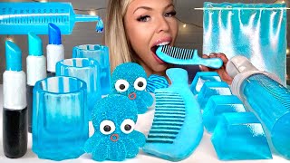 ASMR BLUE DESSERTS EDIBLE COMB GIANT SYRINGE EDIBLE LIPSTICK MUKBANG 먹방 [upl. by Noevart60]