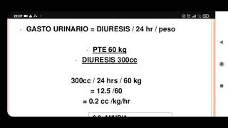 FORMULA PARA CALCULAR EL GASTO URINARIO [upl. by Enoj]