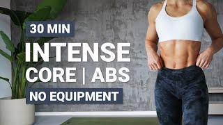 30 MIN INTENSE CORE WORKOUT  AB Routine  No Repeat  At Home  No Equipment [upl. by Aihsetan]