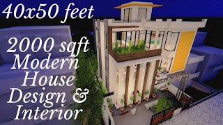 40X50 Feet  2000 Sqft House Design with Interior  ID033 [upl. by Lehcsreh]