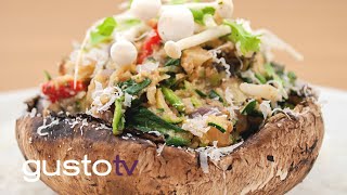 healthy vegetarian stuffed portobello mushrooms  the urban vegetarian [upl. by Annahsed]