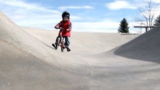 A 3 year old and his Strider bike in the skate park Strider bikes rule [upl. by Charis64]