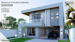 House Design  Modern House Design  10m x 10m 2 Storey  4 Bedrooms [upl. by Alyse]