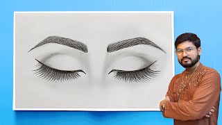 EYE DRAWING  How to Draw Closed Eye [upl. by Rape]