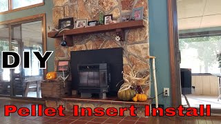 Pellet Stove Insert Installation  Self Install  DIY [upl. by Atikam]