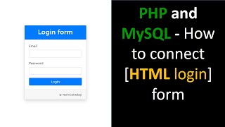 PHP and MySQL How to connect HTML login form to PHP and MySQL Part 2 [upl. by Ploss719]