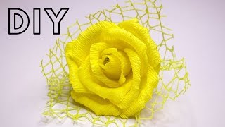 Простая роза из гофробумаги и флористической сетки  Роза за 5 минут  Crepe paper roses [upl. by Yessac]