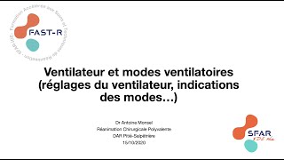 Ventilateur et modes ventilatoires [upl. by Eilak]