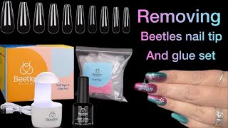 Removing Beetles nail tip and glue set Michelle [upl. by Gusty]