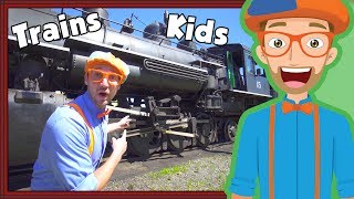 Trains for Children with Blippi  Steam Train Tour [upl. by Myron]