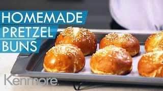 Easy Pretzel Recipe How to Make Homemade Pretzel Buns  Kenmore Elite OVATION Stand Mixer [upl. by Zonnya264]