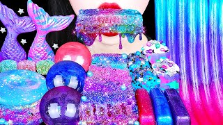 ASMR GALAXY FOODS 갤럭시 먹방 HONEYCOMB MERMAID TAILS JELLY NODDLES 벌꿀집 인어공주 요술 전구 먹는컵 EATING SOUNDS [upl. by Enyamert]