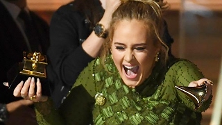 Adele Breaks Grammy In Half For Beyonce  Video [upl. by Sewel]