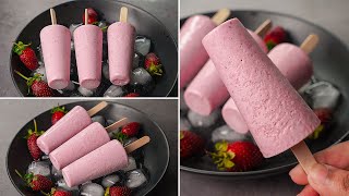 3 Ingredient Strawberry Kulfi Recipe  No Cream No Condensed Milk Strawberry Kulfi Recipe  Yummy [upl. by Oflodur183]