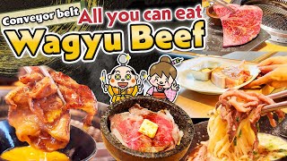 All you can eat wagyu beef Conveyor belt yakiniku restaurant Japan [upl. by Frankel]