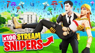 We TRY TO SURVIVE vs 100 Stream Snipers at THE AGENCY Fortnite [upl. by Luehrmann]