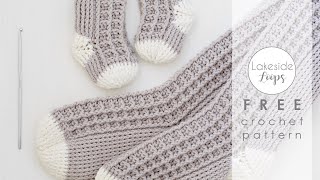 Watson Waffle Socks FREE Crochet Pattern Video Tutorial [upl. by Gnilhsa]