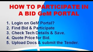 bid participation in gemHow to Participate in GeM as a Seller Government eMarket GeMbid in GeM [upl. by Enyrehtak]