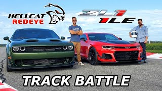 2019 Dodge Hellcat Redeye vs Chevy Camaro ZL1 1LE  DRAG RACE amp LAP TIMES [upl. by Auroora740]