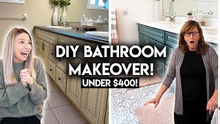 DIY BATHROOM MAKEOVER ON A BUDGET  RENTER FRIENDLY [upl. by Ayikin]