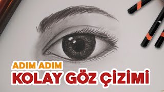 KOLAY KARAKALEM GÖZ ÇİZİMİ  Adım Adım Anlatarak [upl. by Atter]