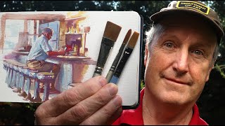 Gouache Painting Demo Drawing With a Brush [upl. by Dhar]