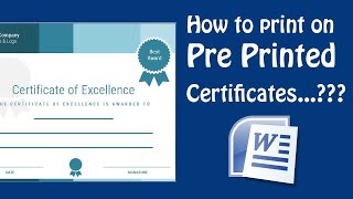 How to print on pre printed certificate using Microsoft Word  MS Word Tutorials [upl. by Eydie]