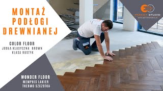 Montaż podłogi drewnianej  jodełka klasyczna  How to install Herringbone Floor [upl. by Koffman619]