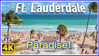 【4K】WALK Fort Lauderdale Beach Florida USA 4k slow TV Travel vlog [upl. by Hildegarde]