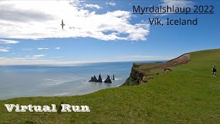 Myrdalshlaup 2022  Full Race  ReynisfjaraVíkBlack Beach  Virtual Treadmill Run Iceland  POV [upl. by Dadivitan681]