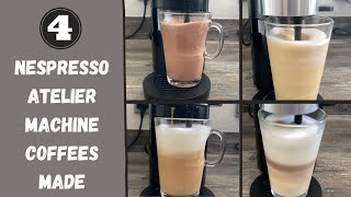 4 Nespresso Atelier Machine Coffees Made  Cappuccino Latte Macchiato Mocha Iced Frappe Coffee [upl. by Yearwood778]