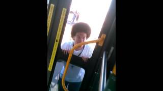 Crazy dude breaks window on bus [upl. by Claudelle]