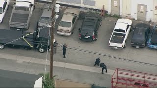 Suspect in LA police pursuit runs hides under car [upl. by Hands]