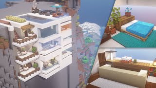 Minecraft How To Build a Modern Cliff House Tutorial Mountain House 13  마인크래프트 건축 절벽 집 인테리어 [upl. by Nnairrek764]