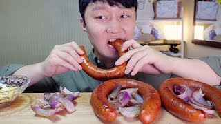 Real Eating Sound Real Kielbasa Sausages Mukbang ASMR [upl. by Ahsiemaj]