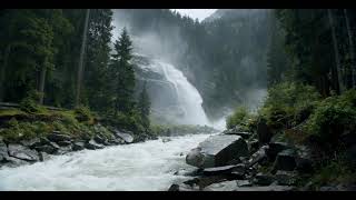 Calming Powerful Mountain Waterfall and River Relaxing Nature Sounds 10 Hours 4K White Noise [upl. by Zedecrem]