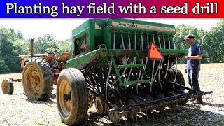 Planting Hay Field with no till seed drill  Alfalfa amp Grass mixture [upl. by Aileen]