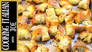 Homemade Garlic Croutons  Cooking Italian with Joe [upl. by Kilah750]