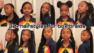 30 DIFFERENT HAIRSTYLES ON BOX BRAIDS [upl. by Peers]