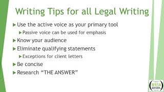 Legal Writing Workshop  Part 1 10 Legal Writing Tips [upl. by Compte29]