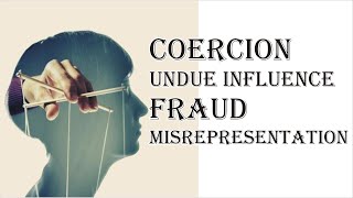 Coercion Undue Influence Fraud Misrepresentation  Indian Contract Act 1872  Law Guru [upl. by Asilana]