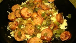 Moniques Kielbasa Sausage Recipe Delicious Polska Kielbasa wRice Peppers amp Onions [upl. by Llertac]