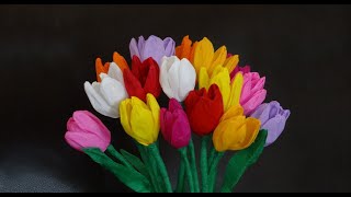 How to make beautiful paper tulip flowers  DIY Mothers day craft [upl. by Trescott]