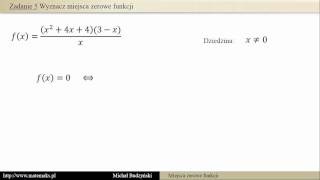Wyznacz miejsca zerowe funkcji  zadanie 5 [upl. by Idnib179]