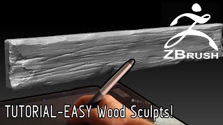 TUTORIAL Sculpting Wood in ZBRUSH  3 EASY STEPS  Polygon Academy [upl. by Llezo206]