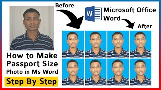 How to Create Passport Size Photo in Microsoft Word  Step by Step  Printable PP Size Photo [upl. by Ansela]