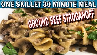 ONE SKILLET GROUND BEEF STROGANOFF 30 MINUTE MEAL  How to Cook Easy Ground Beef Stroganoff [upl. by Akere]