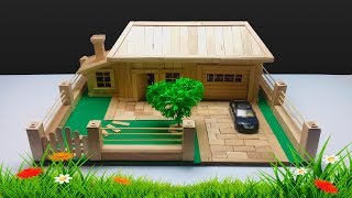 How to Make a house with wooden ice cream sticks with a large garden  popsicle sticks [upl. by Llehcram]