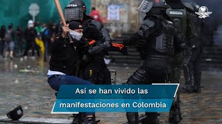 Protestas en Colombia los videos más impactantes durante los enfrentamientos [upl. by Ahsiemaj]